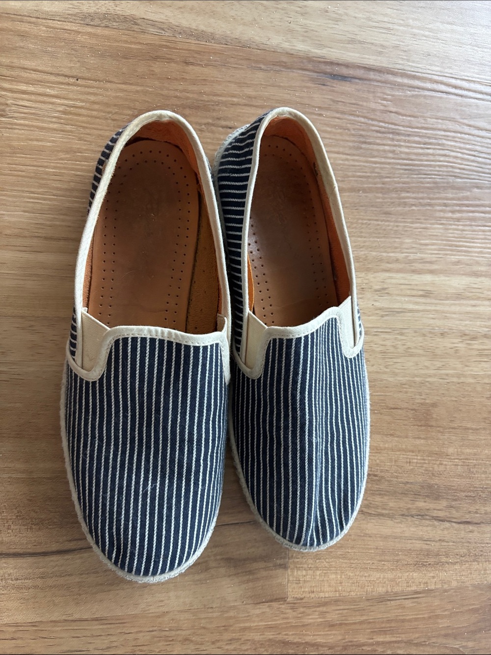 Riviera Women’s Navy and White Striped Canvas Slip-On Shoes